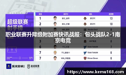 职业联赛升降级附加赛快讯战报：包头战队2-1南京电竞